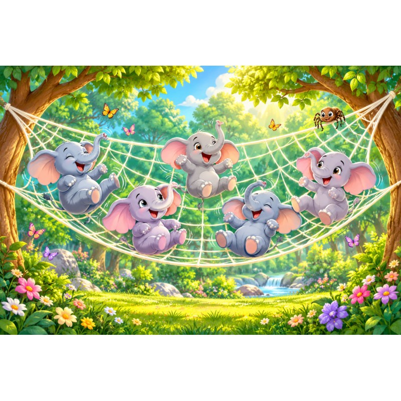Eléphanteaux - Tapis de jeux polyester - 40x60