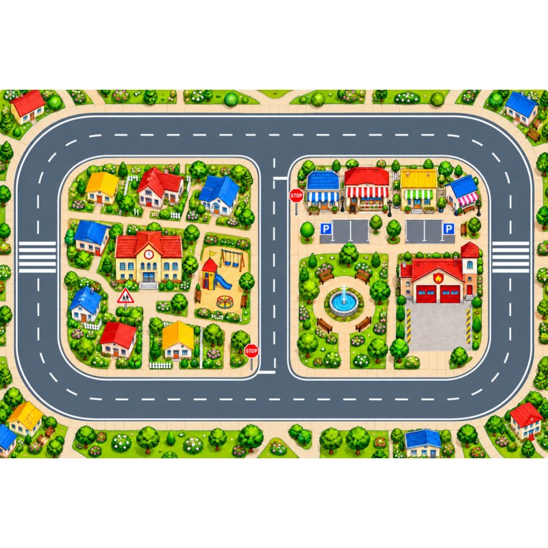 Circuit urbain - Tapis de jeux polyester - 40x60