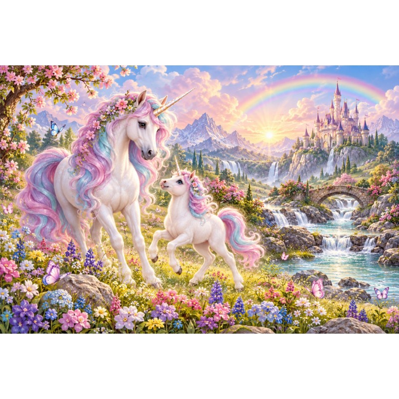 Licornes - Tapis de jeux polyester - 40x60
