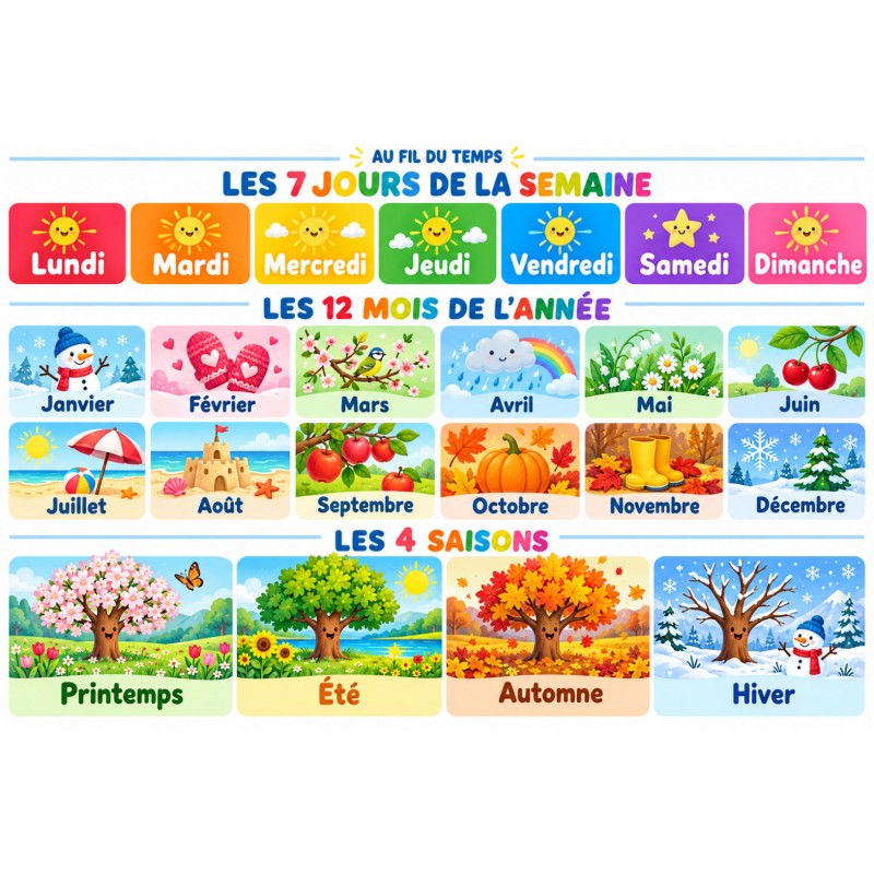 Jours-mois-saisons - Tapis de jeux polyester - 40x60