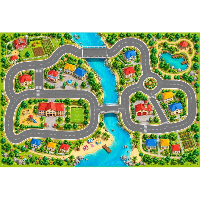 Circuit ville miniature - Tapis de jeux polyester - 40x60